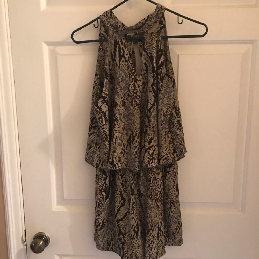 Fabrik Shorts Halter Backless Python Romper - image 2